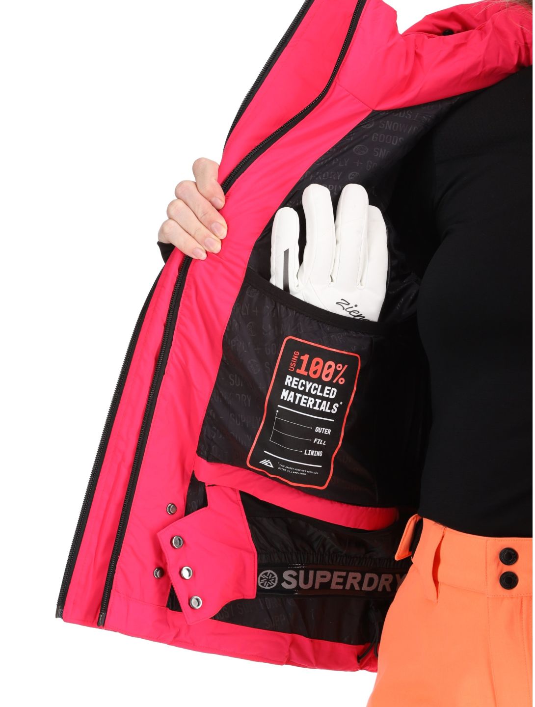 Superdry, Hooded Ski Boxy Puffer ski jacket women Hyper Fire Pink pink 