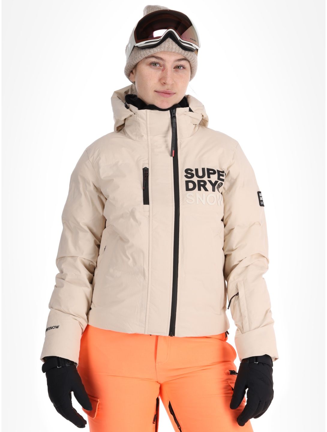 Superdry, Hooded Ski Boxy Puffer ski jacket women Off Grey grey 