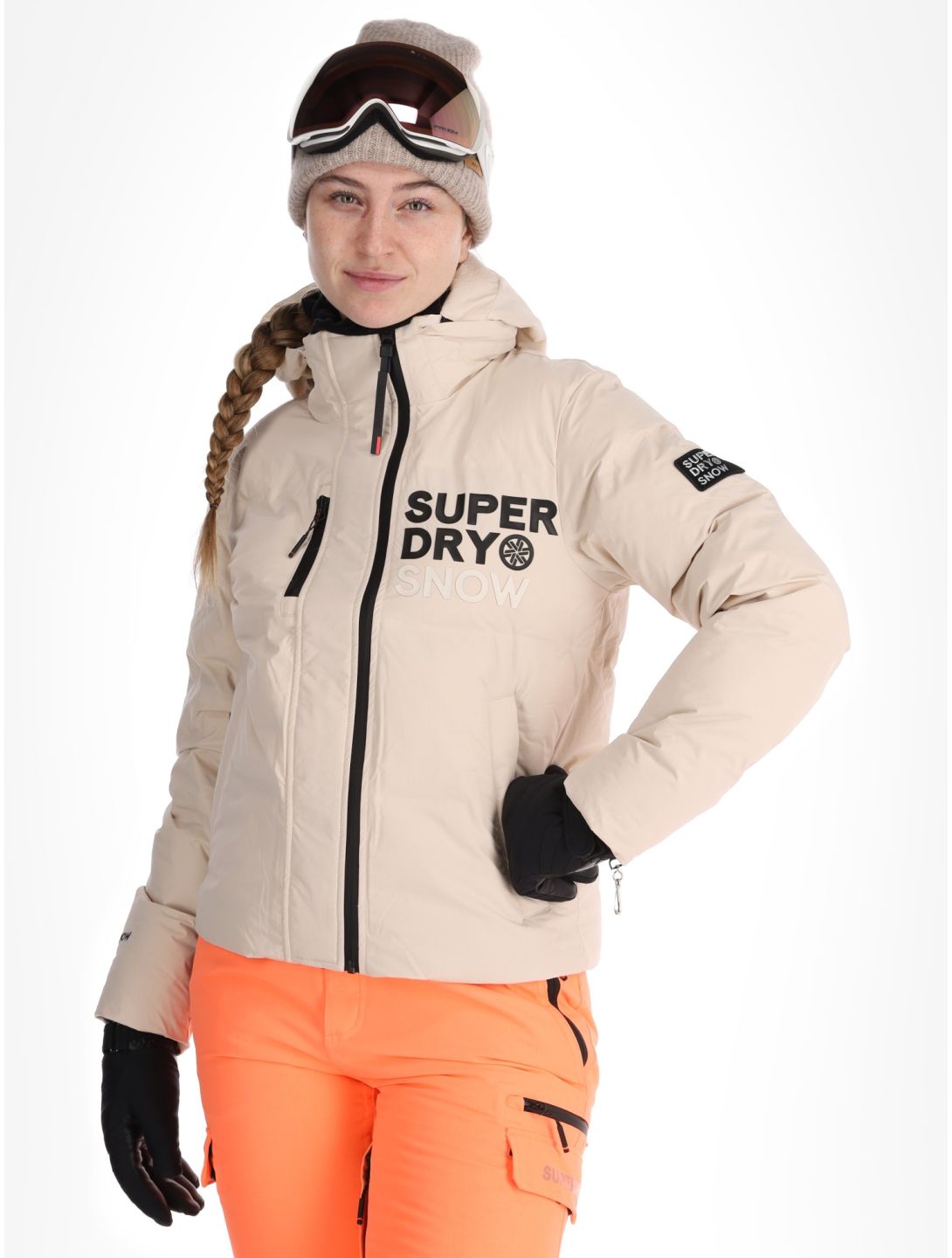 Superdry, Hooded Ski Boxy Puffer ski jacket women Off Grey grey 