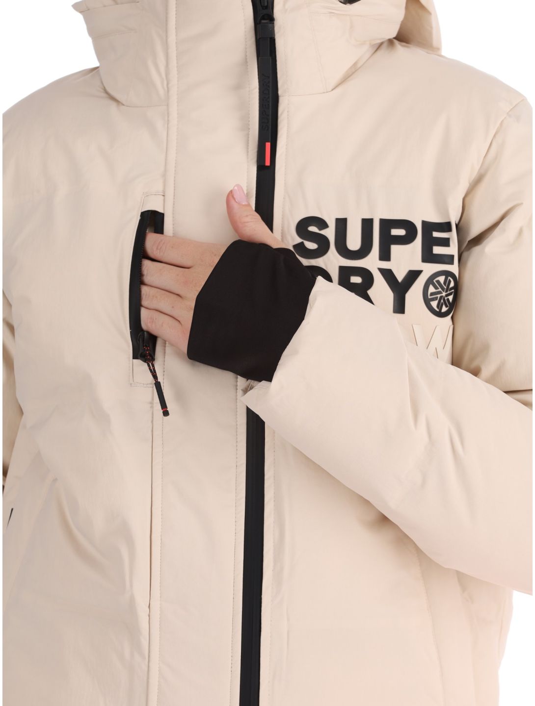 Superdry, Hooded Ski Boxy Puffer ski jacket women Off Grey grey 