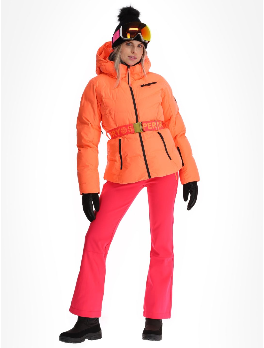 Superdry, Ski Luxe Puffer ski jacket women Pastelline Coral pink 