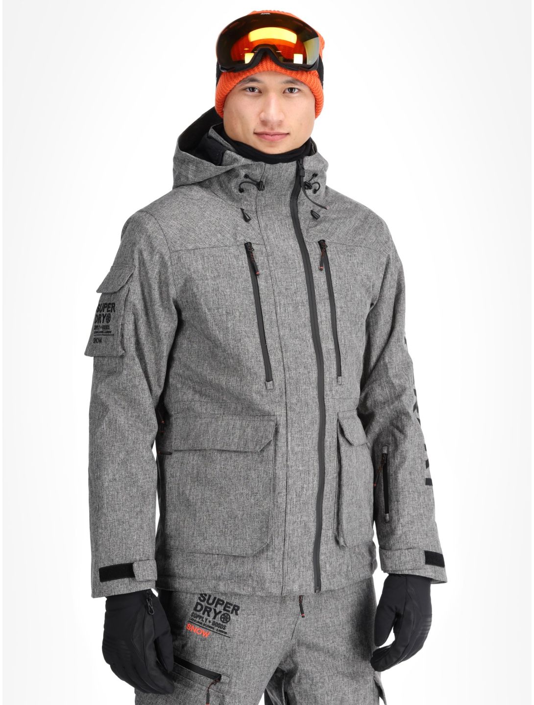 Superdry, Ski Peak Rescue ski jacket men Dark Grey Marl grey 