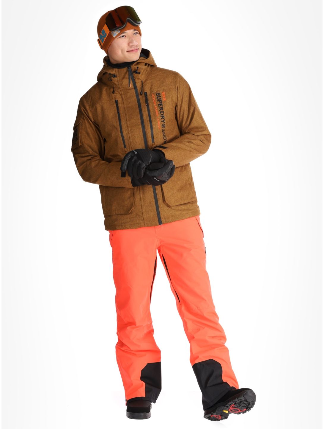 Superdry, Ski Peak Rescue ski jacket men Tobacco Brown Marl brown 