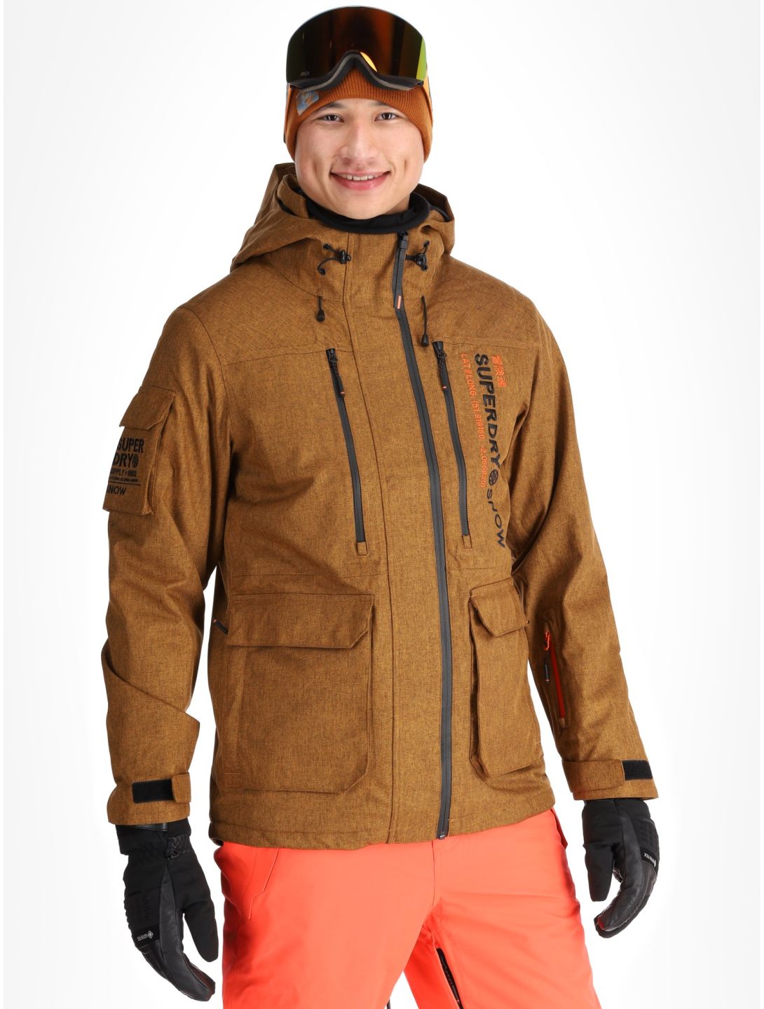 Superdry, Ski Peak Rescue ski jacket men Tobacco Brown Marl brown 