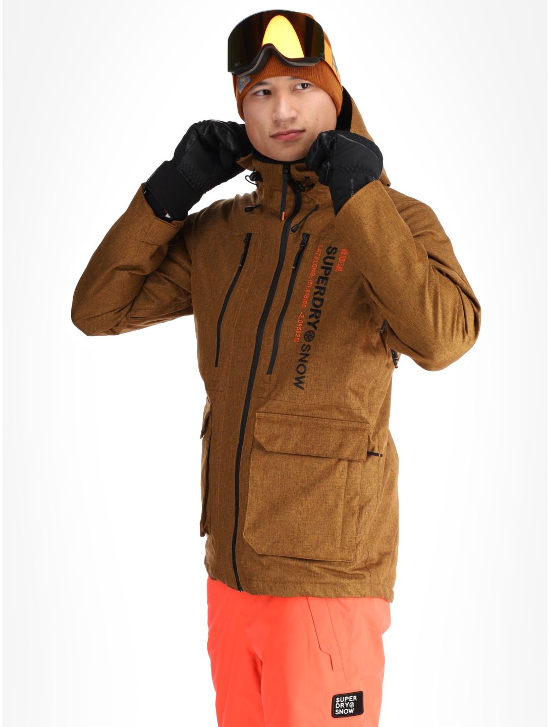 Superdry, Ski Peak Rescue ski jacket men Tobacco Brown Marl brown 