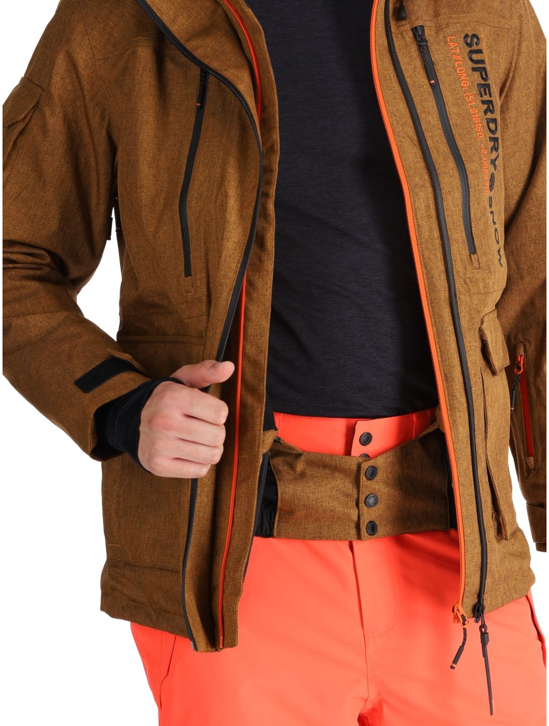 Superdry, Ski Peak Rescue ski jacket men Tobacco Brown Marl brown 