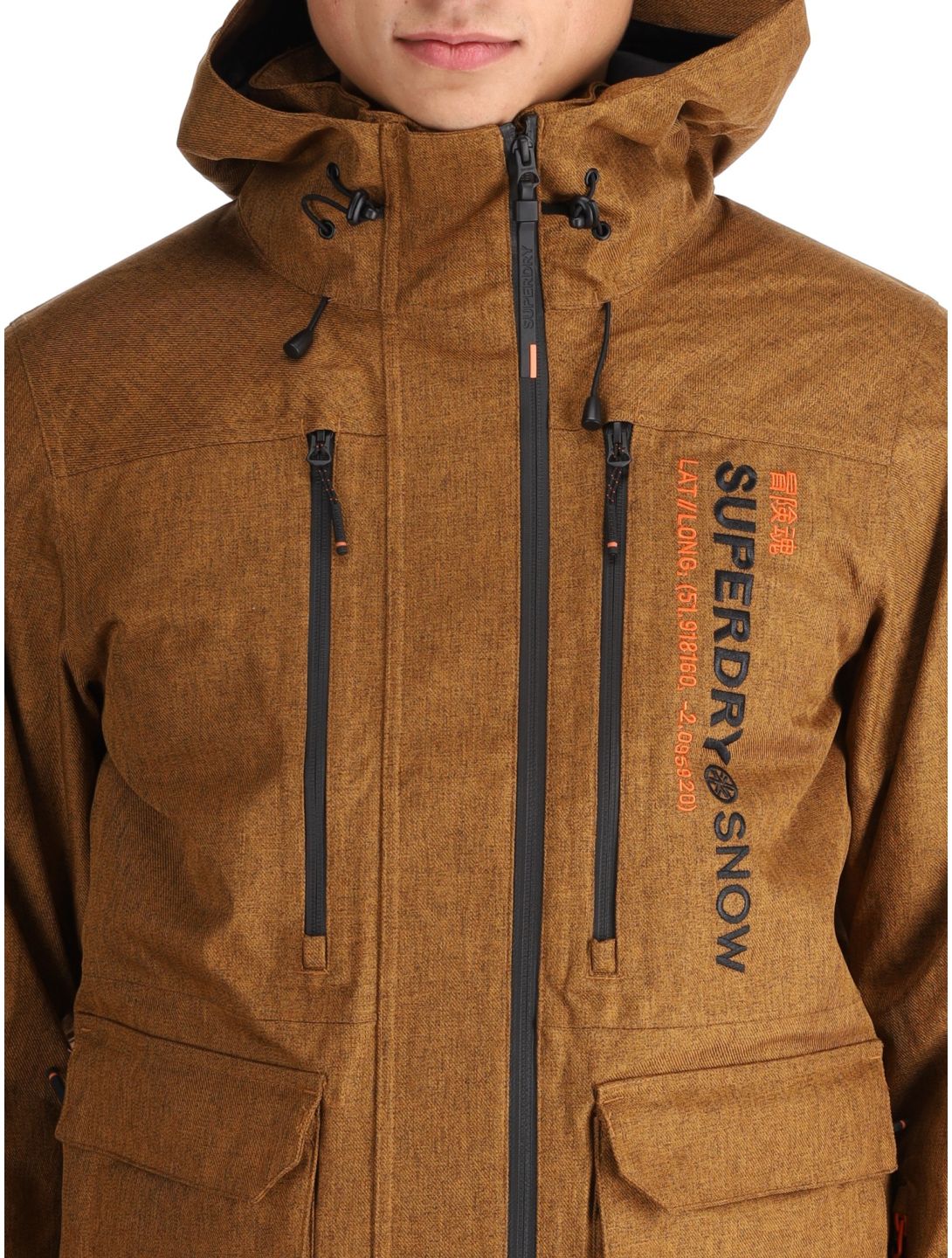 Superdry, Ski Peak Rescue ski jacket men Tobacco Brown Marl brown 