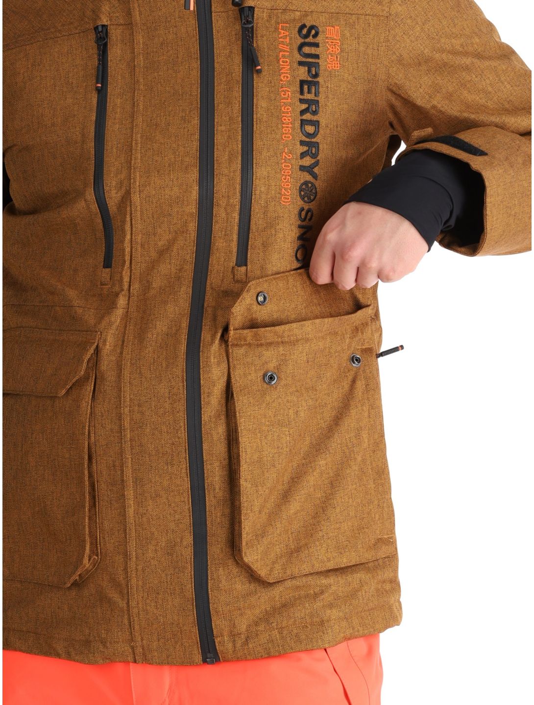 Superdry, Ski Peak Rescue ski jacket men Tobacco Brown Marl brown 