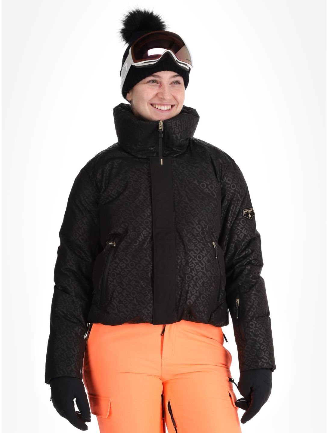 Superdry, Ski Slalom Puffer ski jacket women Superdry Monogram Black Luxe black, white 