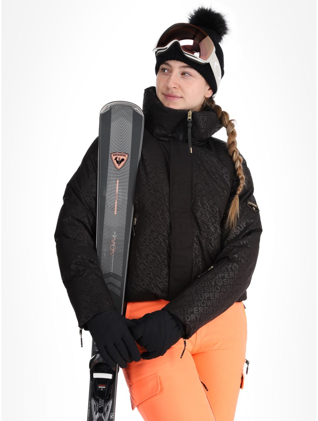 Superdry, Ski Slalom Puffer ski jacket women Superdry Monogram Black Luxe black, white 