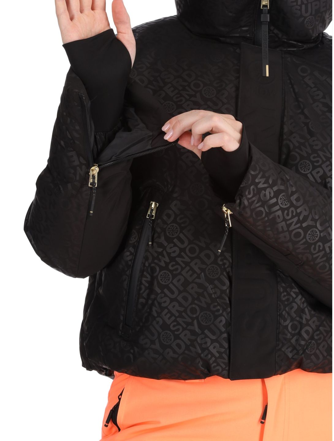 Superdry, Ski Slalom Puffer ski jacket women Superdry Monogram Black Luxe black, white 