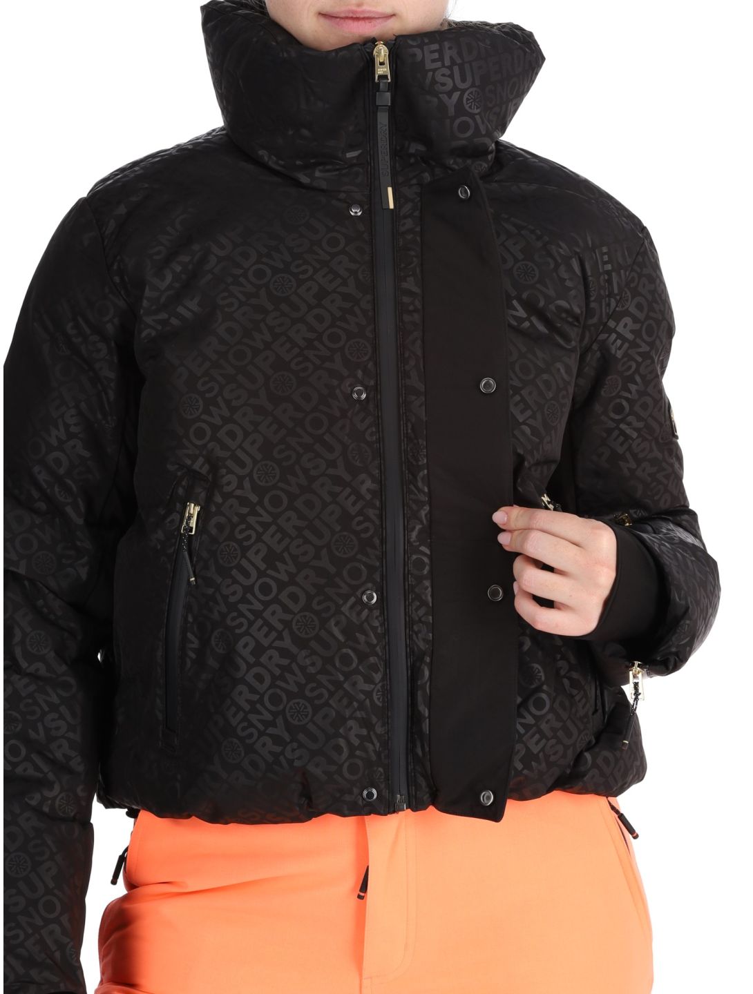 Superdry, Ski Slalom Puffer ski jacket women Superdry Monogram Black Luxe black, white 