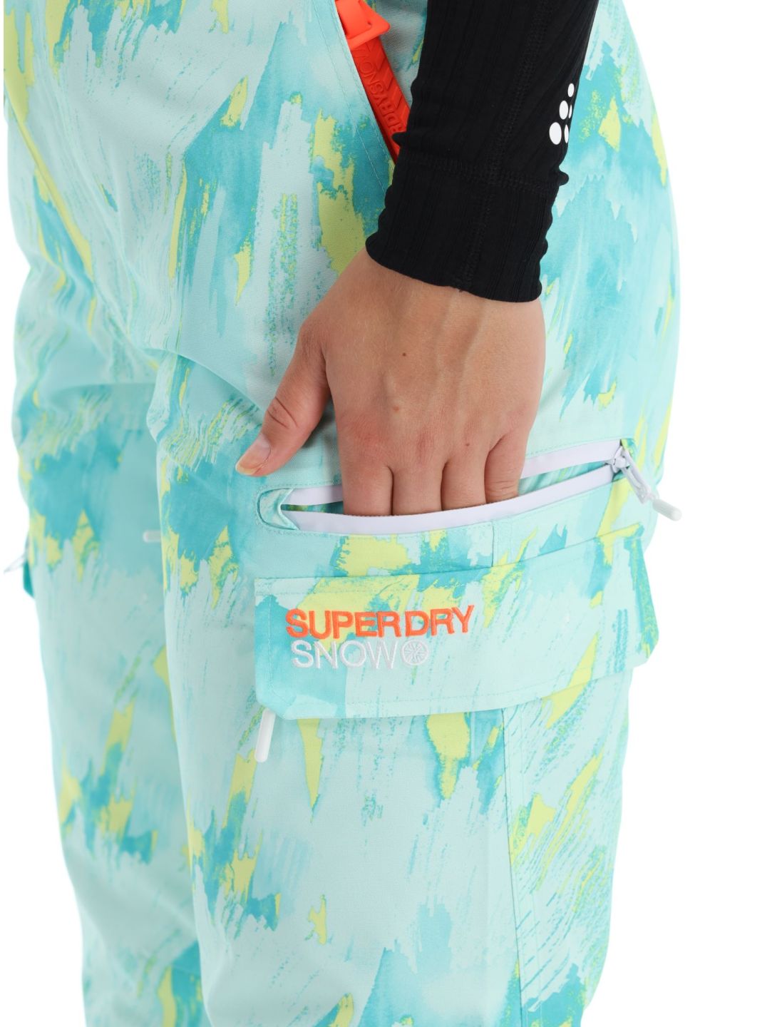 Superdry, Ski Ultimate Rescue ski pants women Abstract Teal Lime green 