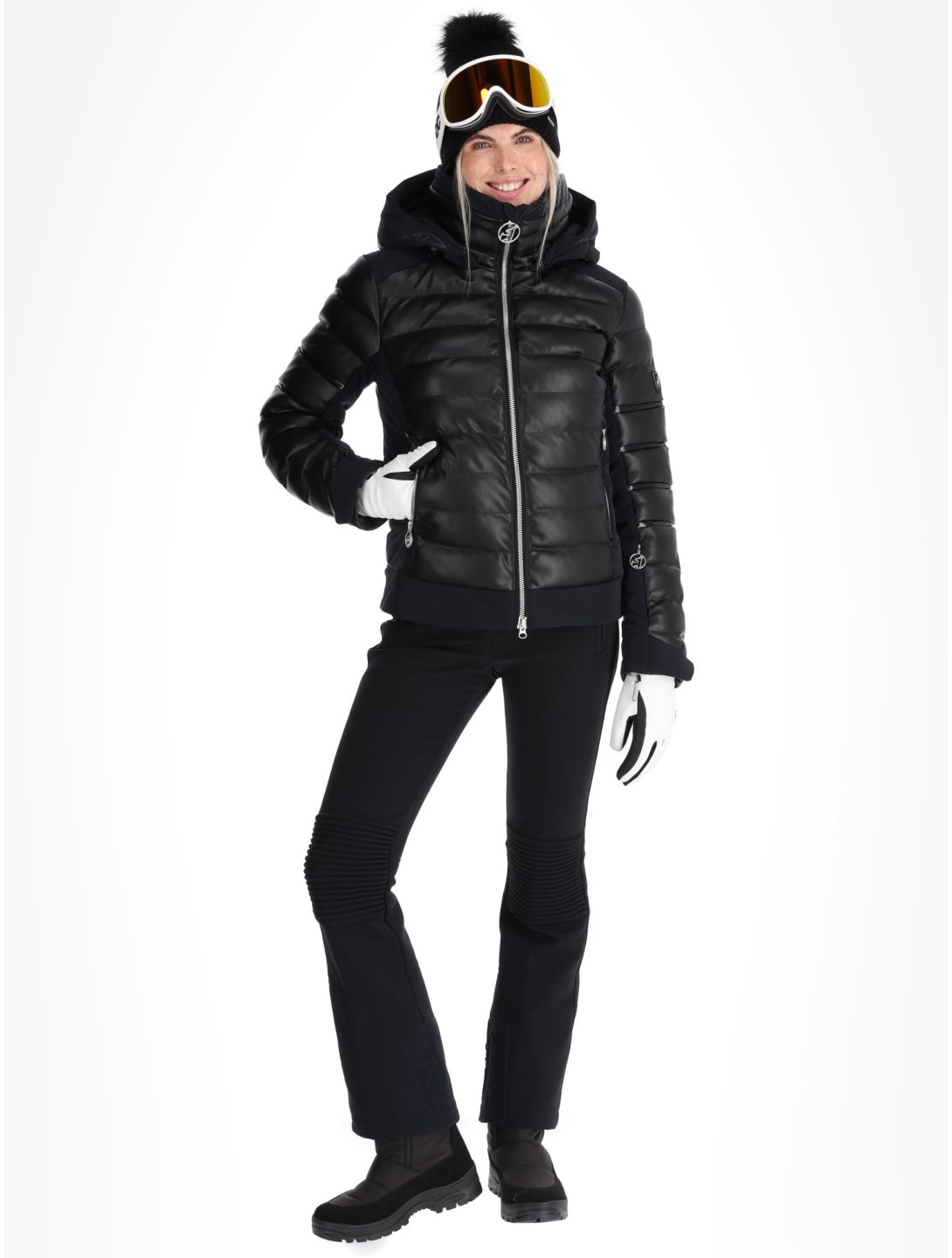 Toni Sailer, Adele Faux Leather ski jacket women Black black 