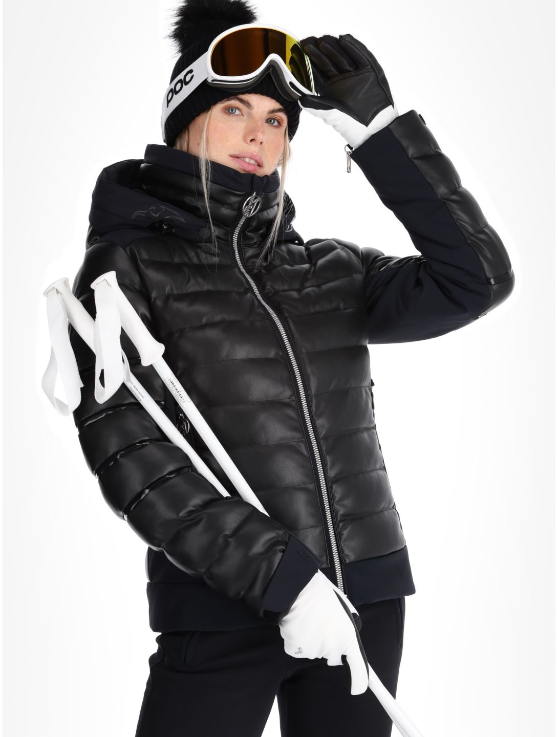 Toni Sailer, Adele Faux Leather ski jacket women Black black 