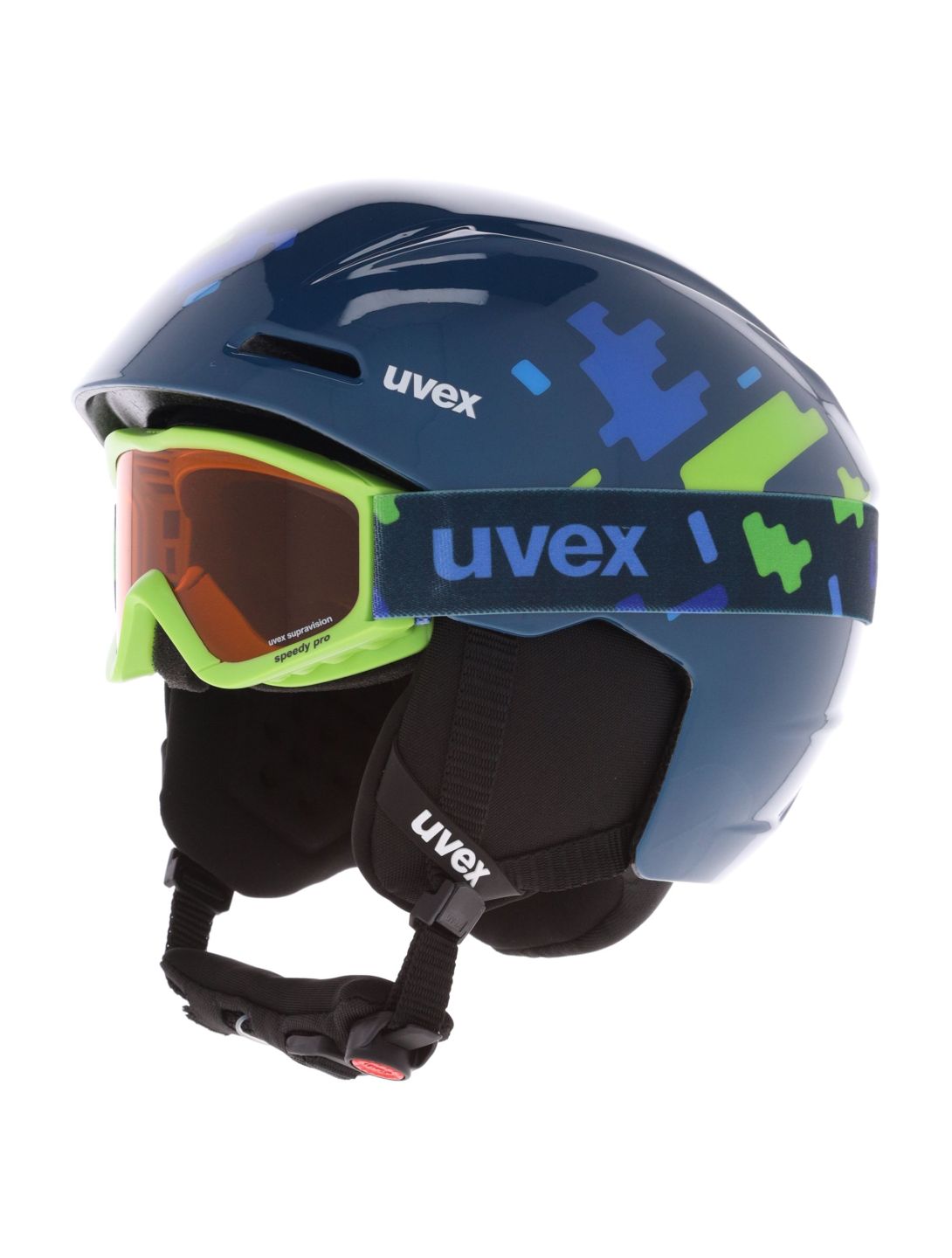 Uvex, Viti Set + Speedy Pro ski helmet kids Blue Puzzle blue 