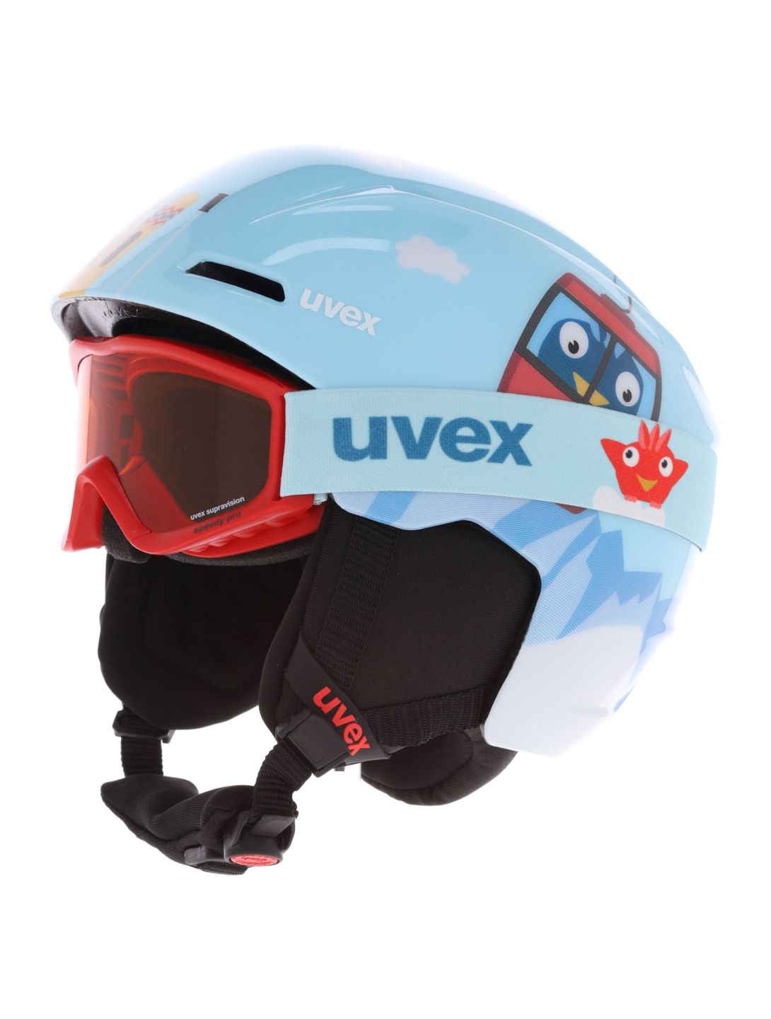 Uvex, Viti Set + Speedy Pro ski helmet kids Light Blue Birdy blue 