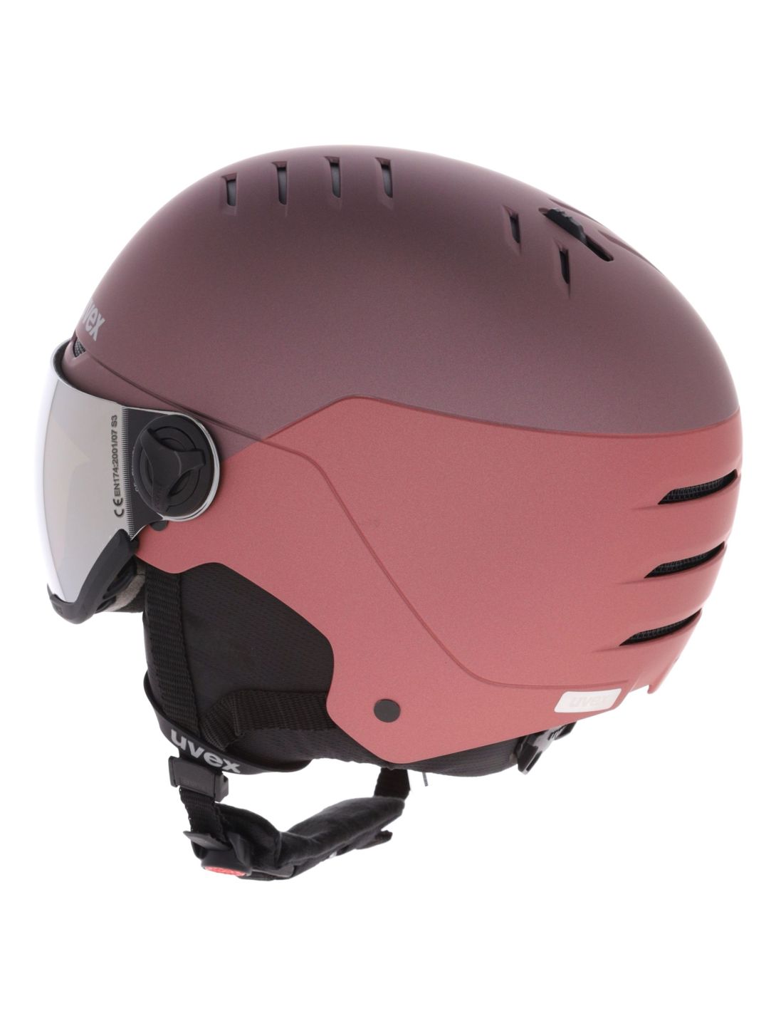 Uvex, Wanted Visor ski helmet with visor unisex Bramble Antique Rose Matt / Mirror Silver pink, purple 