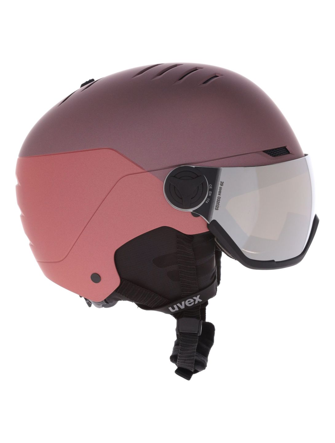 Uvex, Wanted Visor ski helmet with visor unisex Bramble Antique Rose Matt / Mirror Silver pink, purple 