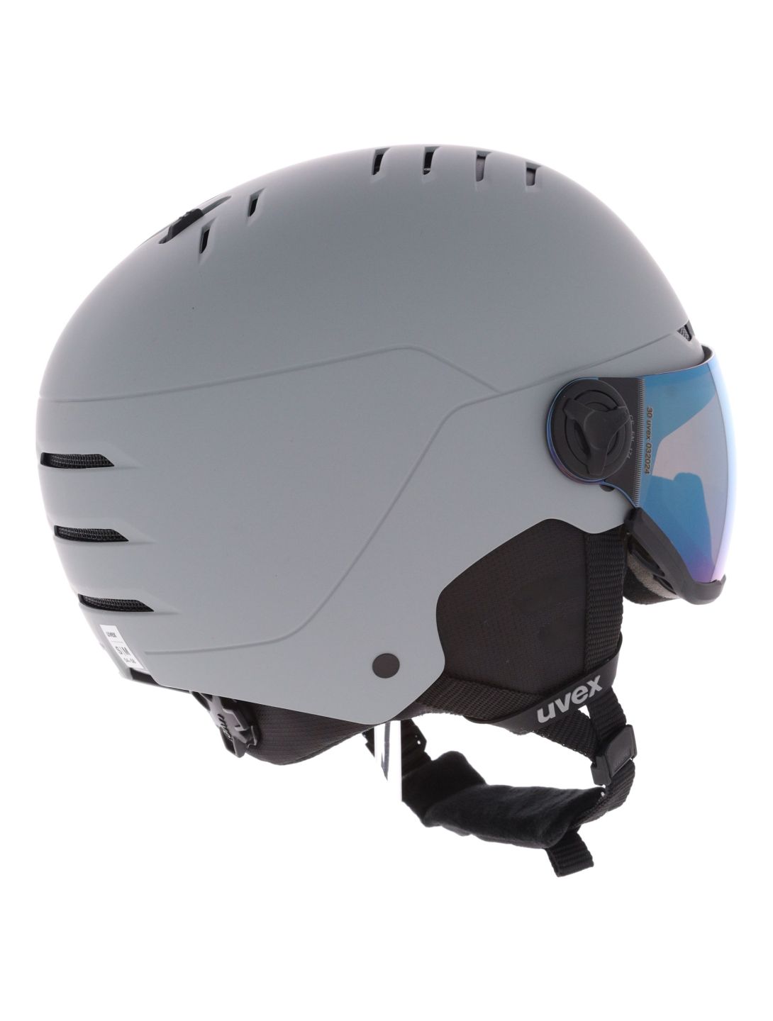 Uvex, Wanted Visor ski helmet with visor unisex Rhino Matt/ Mirror Blue grey 