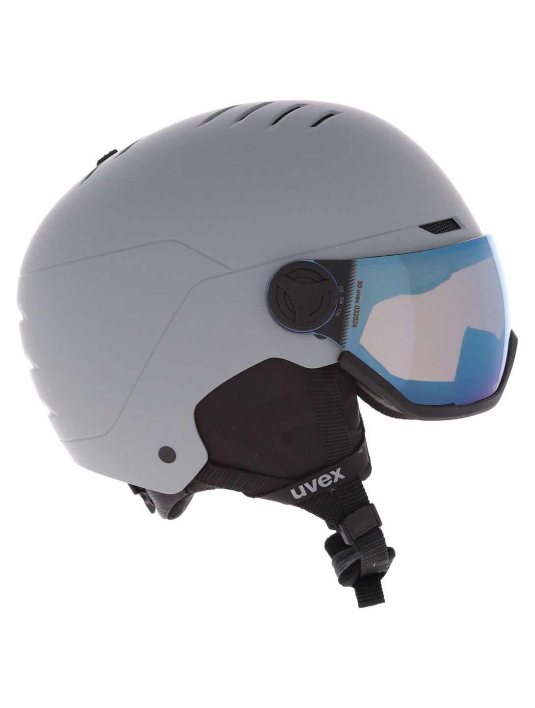 Uvex, Wanted Visor ski helmet with visor unisex Rhino Matt/ Mirror Blue grey 