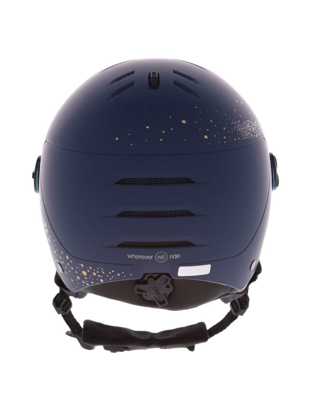 Uvex, Wanted Visor Women Edition ski helmet with visor unisex Polar Sparkle / Mirror Gold blue 