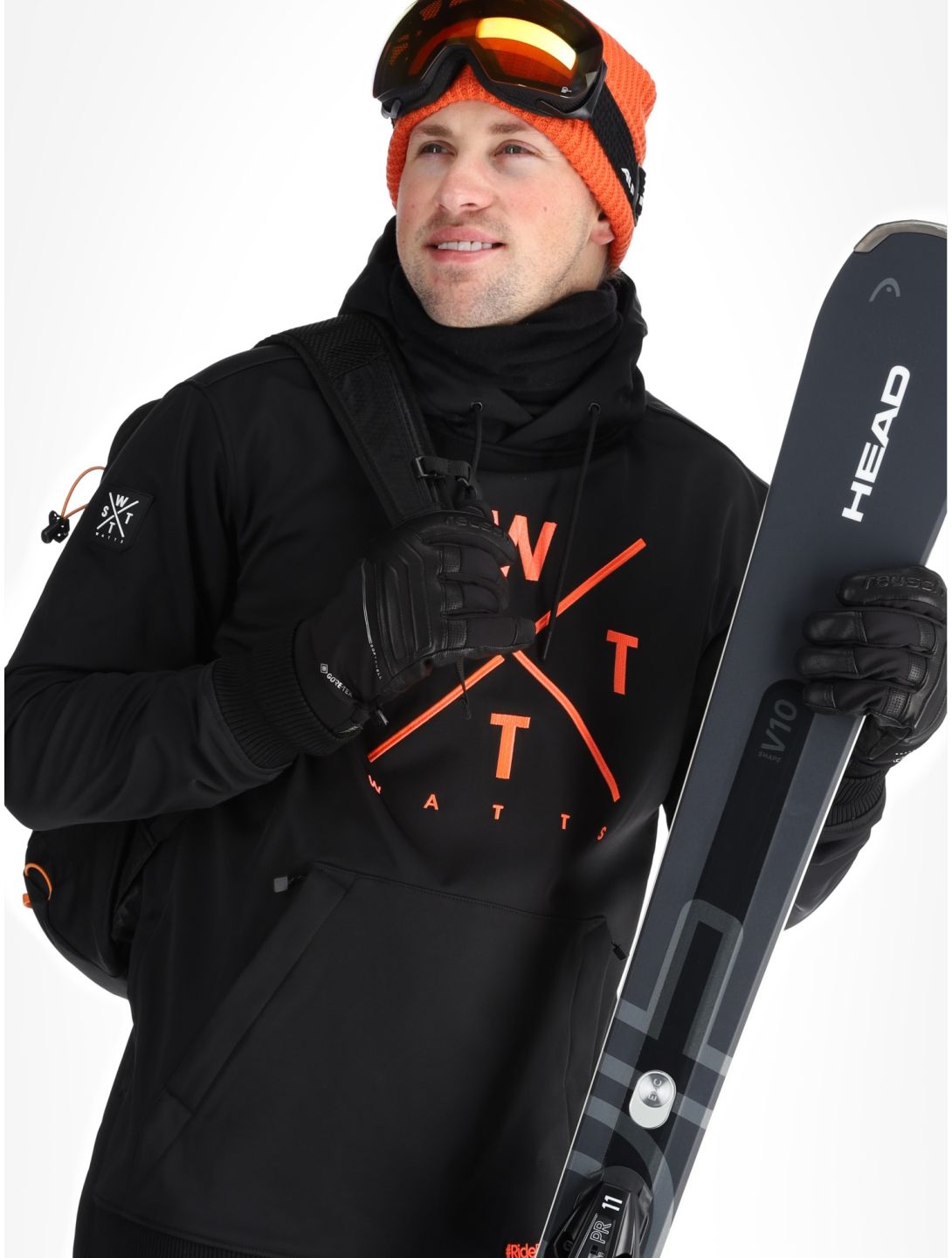 Watts, ORBITAL softshell ski jacket men Black / Fluo Orange black, orange 