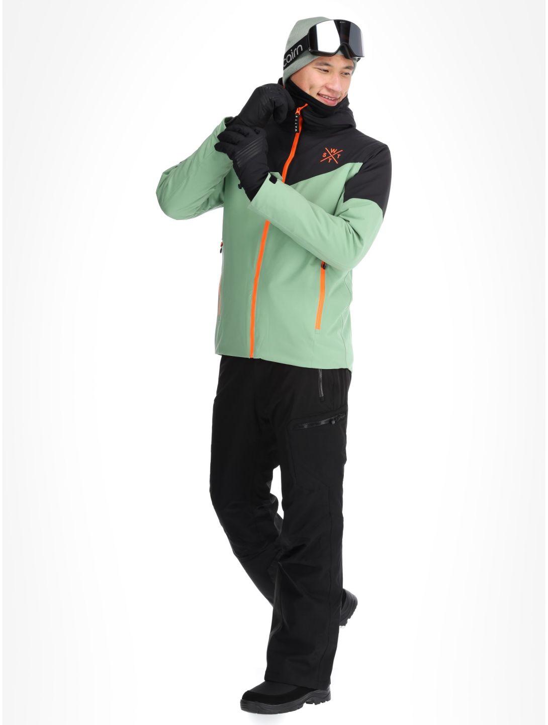 Watts, STORM ski jacket men Sage / Fluo Orange green, orange 