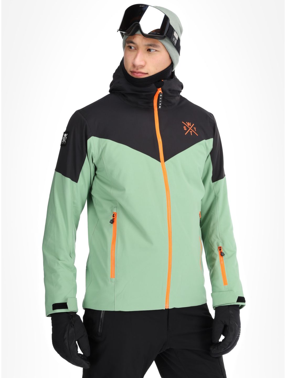 Watts, STORM ski jacket men Sage / Fluo Orange green, orange 