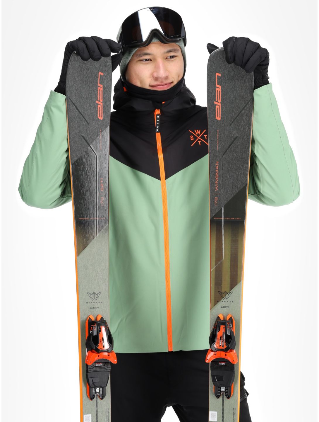 Watts, STORM ski jacket men Sage / Fluo Orange green, orange 