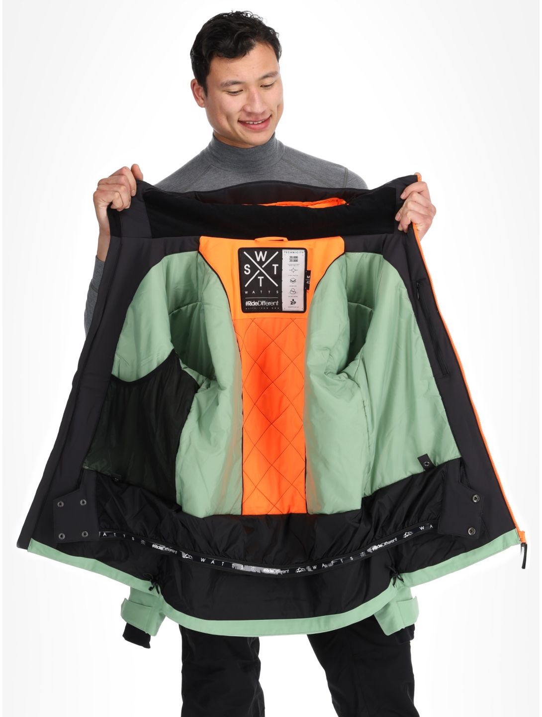 Watts, STORM ski jacket men Sage / Fluo Orange green, orange 