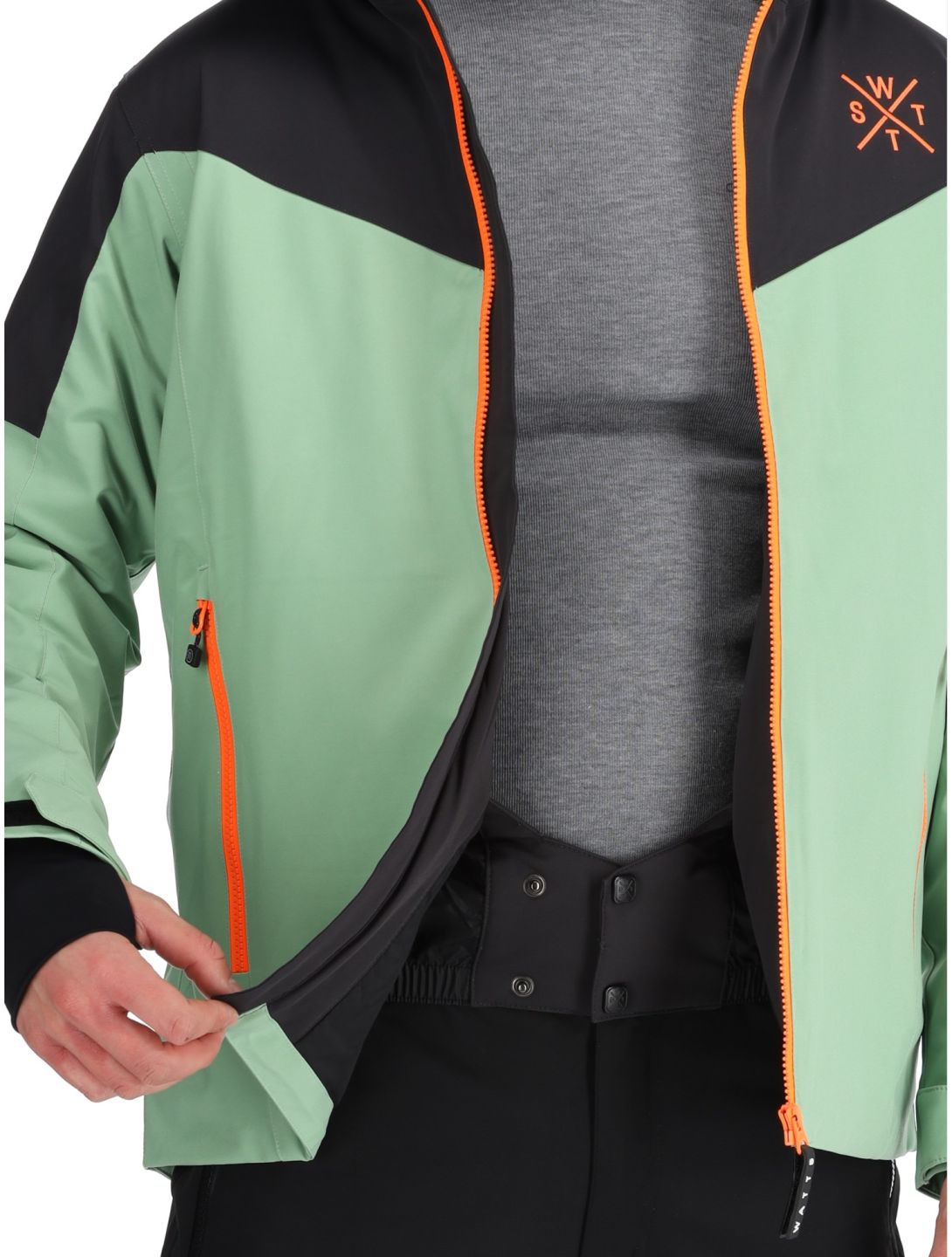 Watts, STORM ski jacket men Sage / Fluo Orange green, orange 