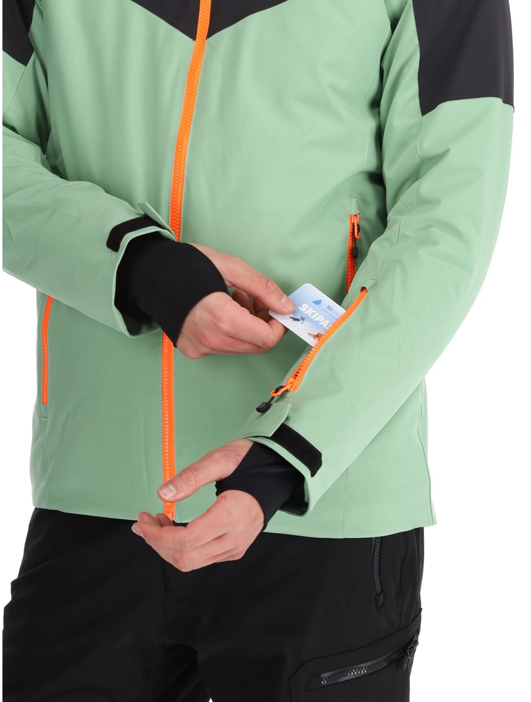 Watts, STORM ski jacket men Sage / Fluo Orange green, orange 