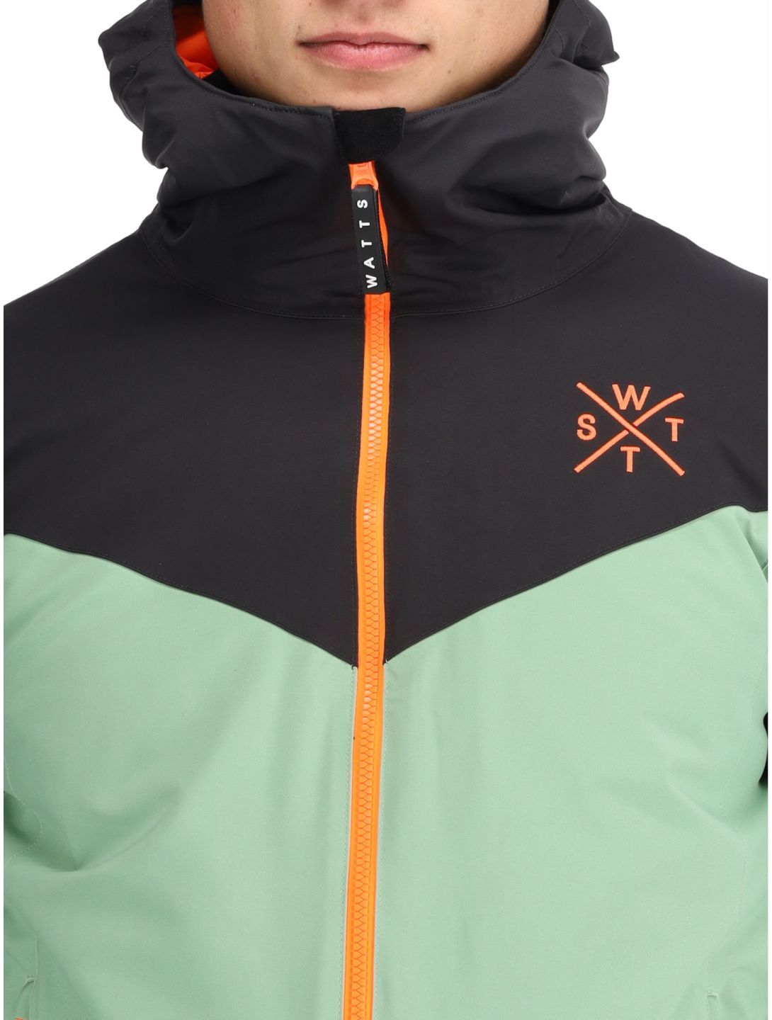 Watts, STORM ski jacket men Sage / Fluo Orange green, orange 