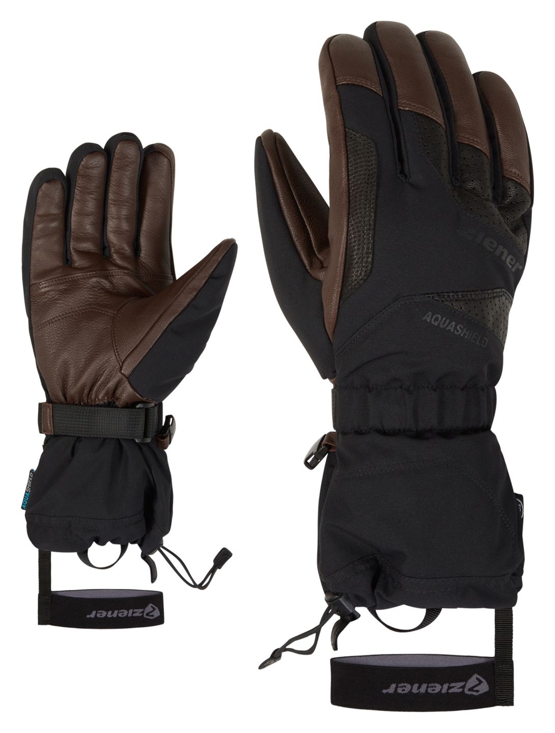 Ziener, Gaiku AS® AW ski gloves men Black Dark Brown black, brown 