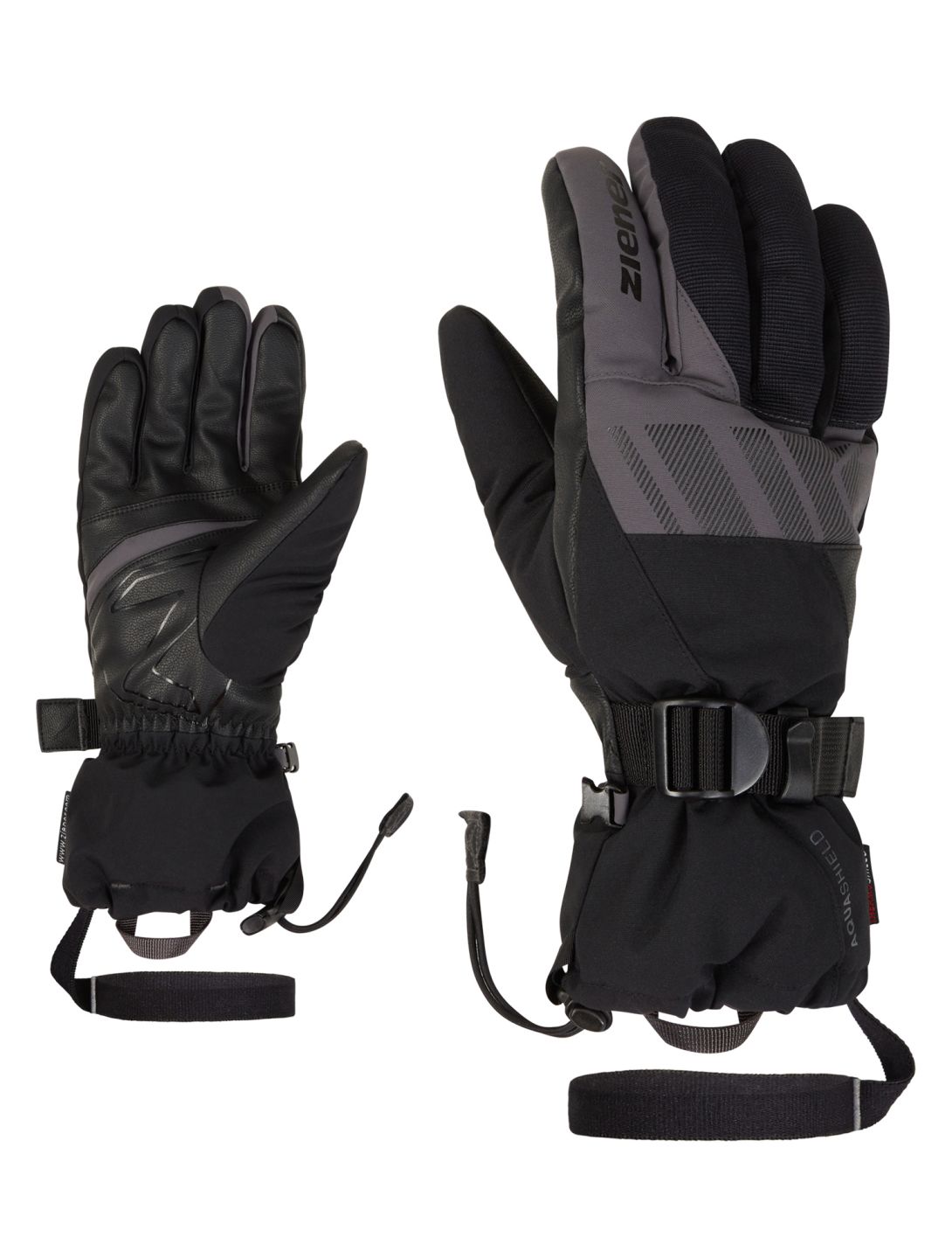 Ziener, Ghalion AS® ski gloves men Black Magnet black, grey 