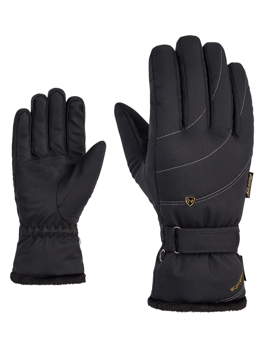 Ziener, Kahli PR Lady ski gloves women Black Gold Art black, Goud 