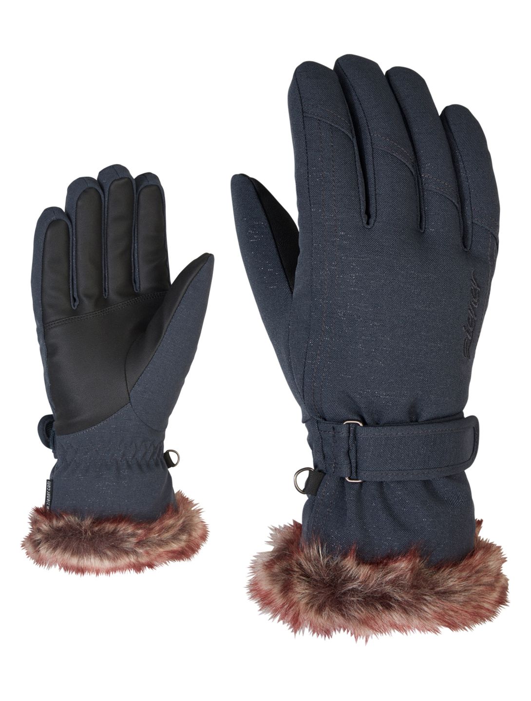 Ziener, Kim Lady ski gloves women Gray Ink Spark grey 