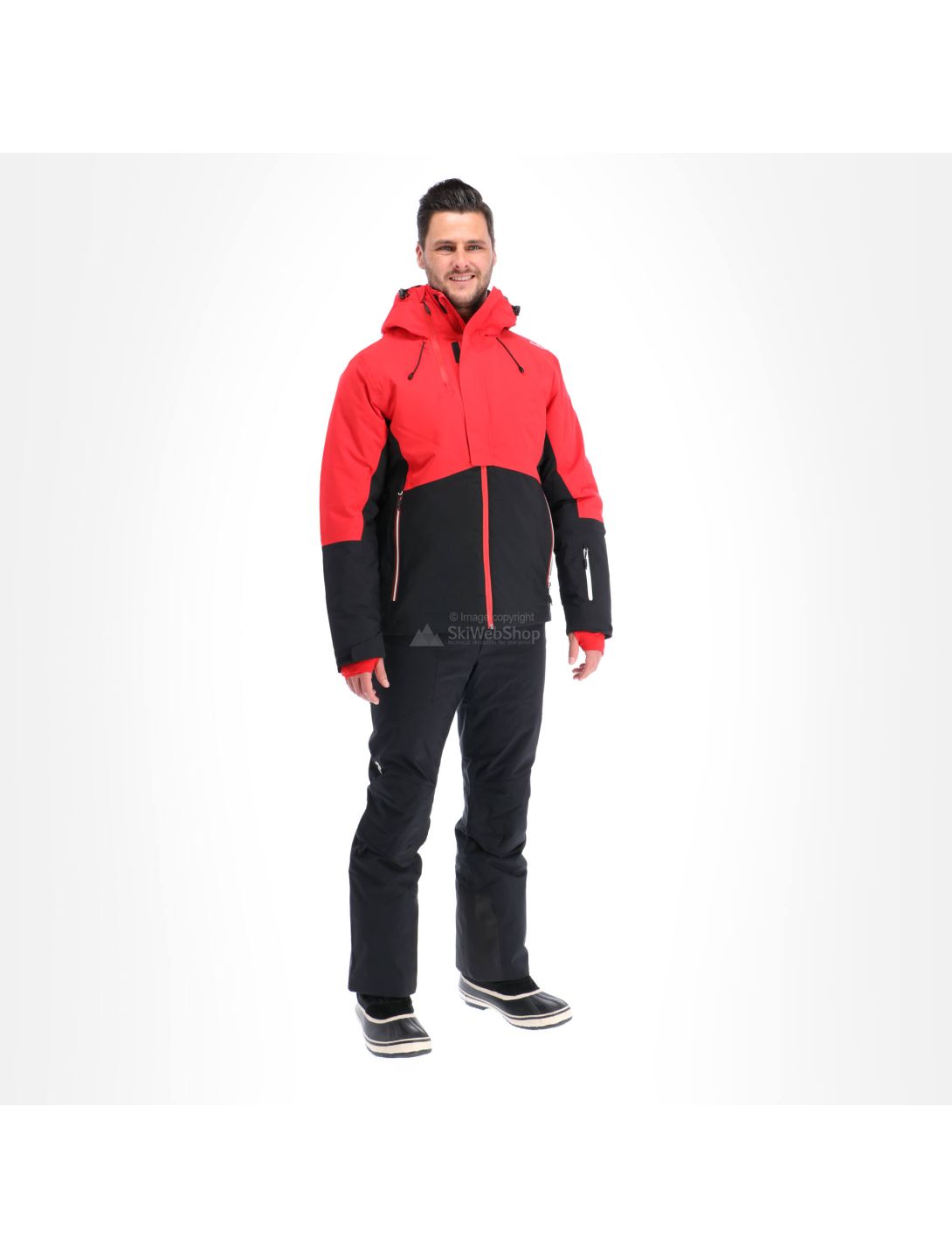 Men's Ski Jacket, Snow, Red, 8000 WP, CMP MAN JACKET ZIP HOOD