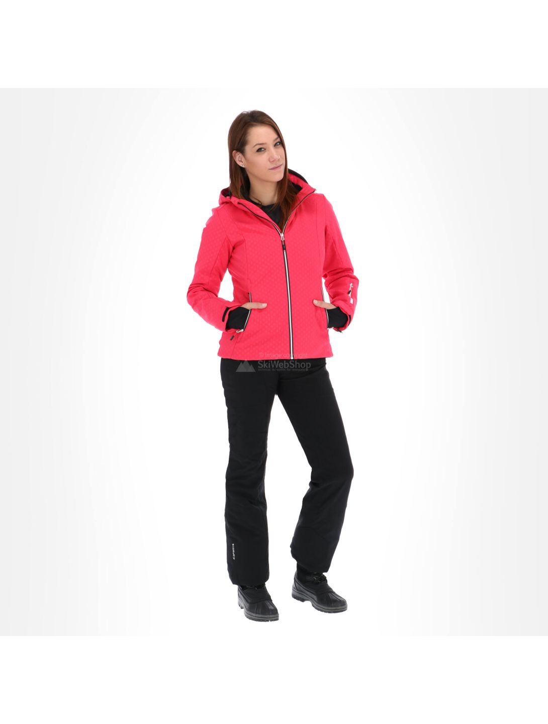 CMP, Softshell jacket zip hood, softshell ski jacket, women, rhodamine pink