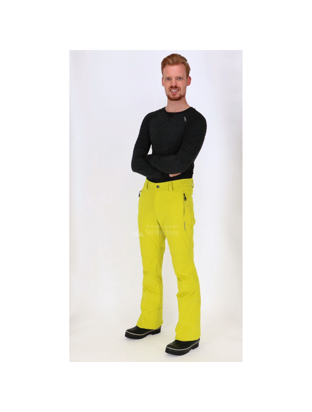 Icepeak, Otso, softshell slim fit, ski pants, men, yellow green