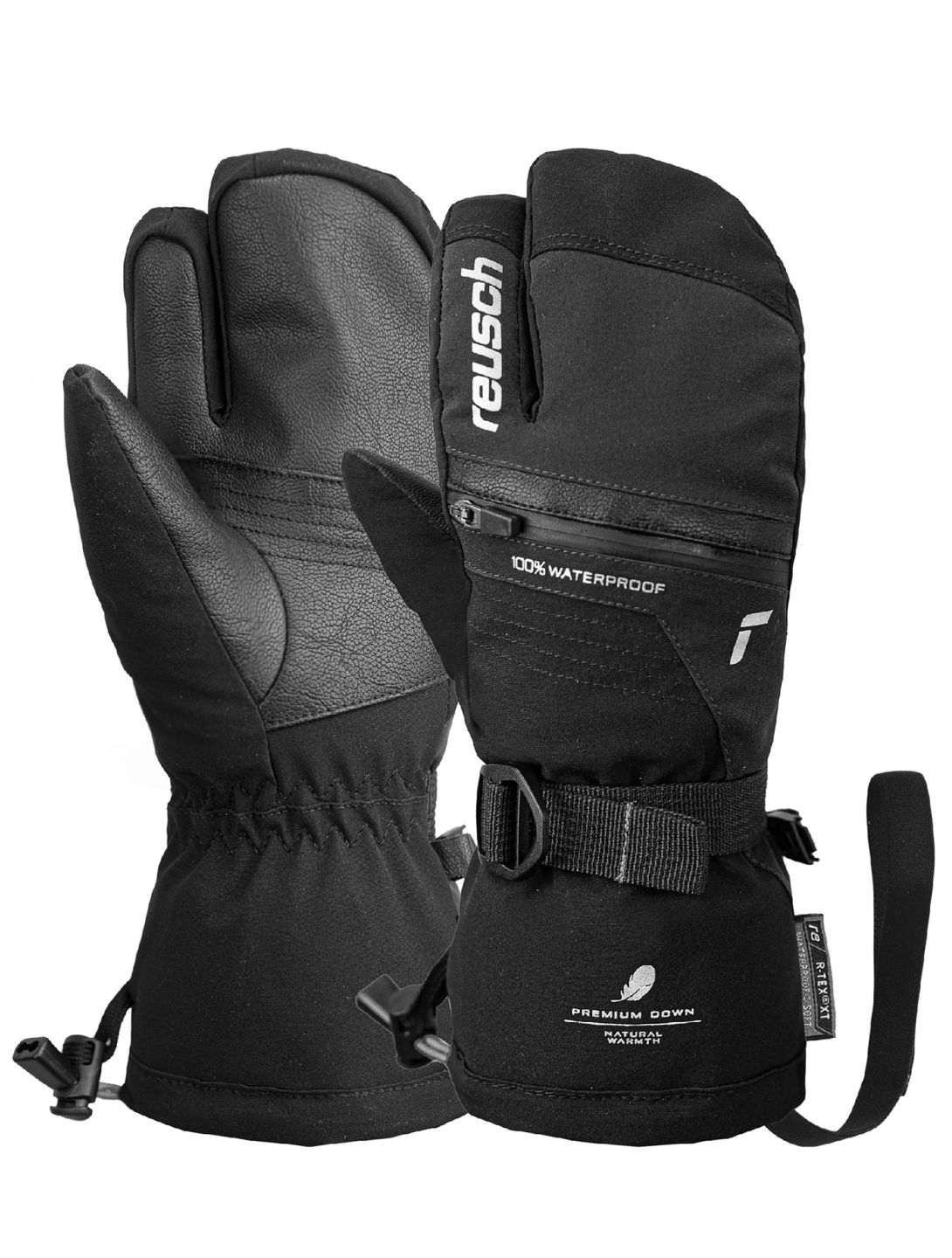 Reusch, Lando R-TEX® XT Lobster ski gloves kids Black / Silver black, Zilver 