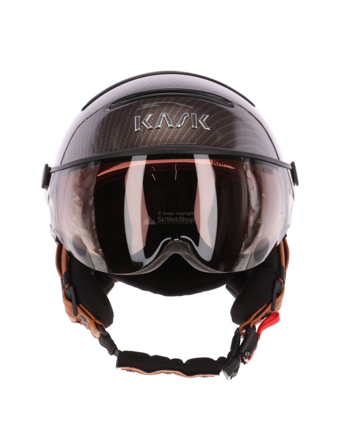 Kask, Elite Pro, ski helmet, carbon/brown - gold mirror visor