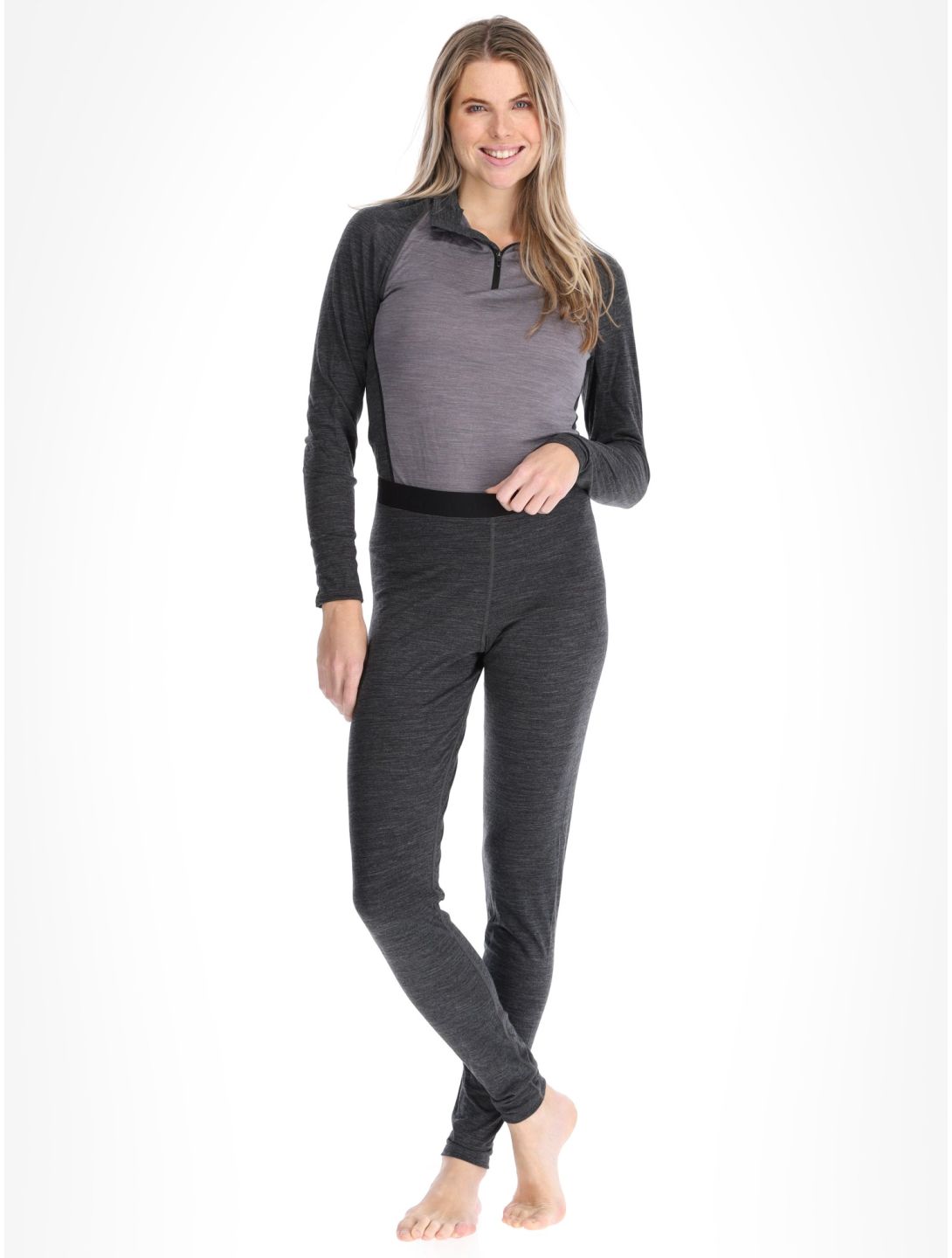 Odlo, Natural Performance PW 150 thermal pants women Dark Grey Melange grey 