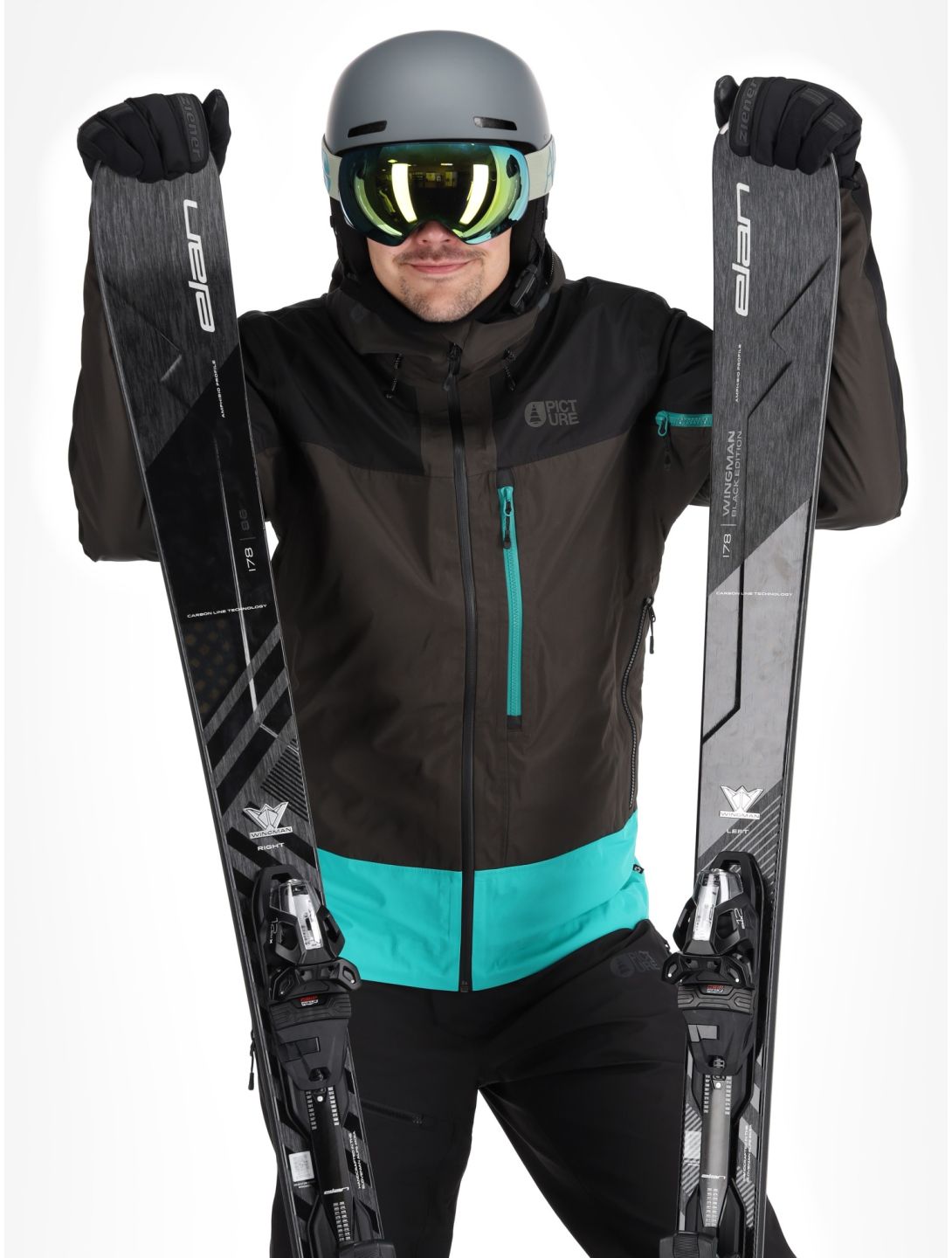 Picture, Broader 3L hardshell ski jacket men Raven Grey-Black black, green, grey 