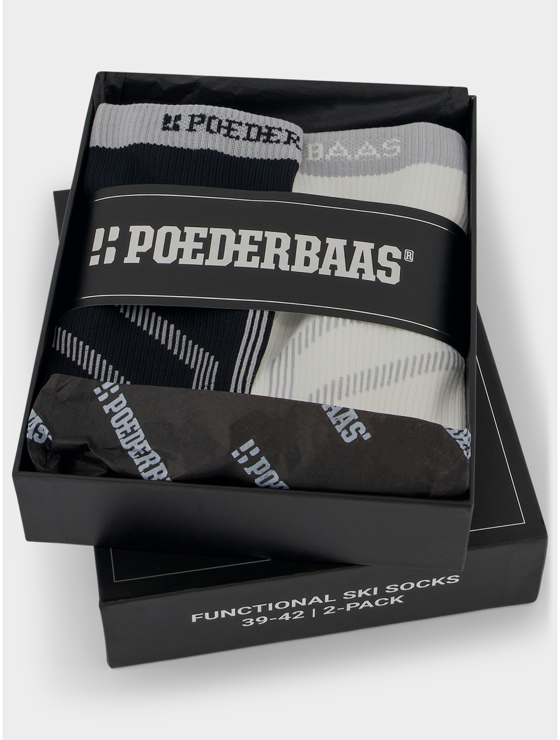 Poederbaas, Giftbox Ski Socks 2-pack ski socks 2-pack unisex Black White black, white 