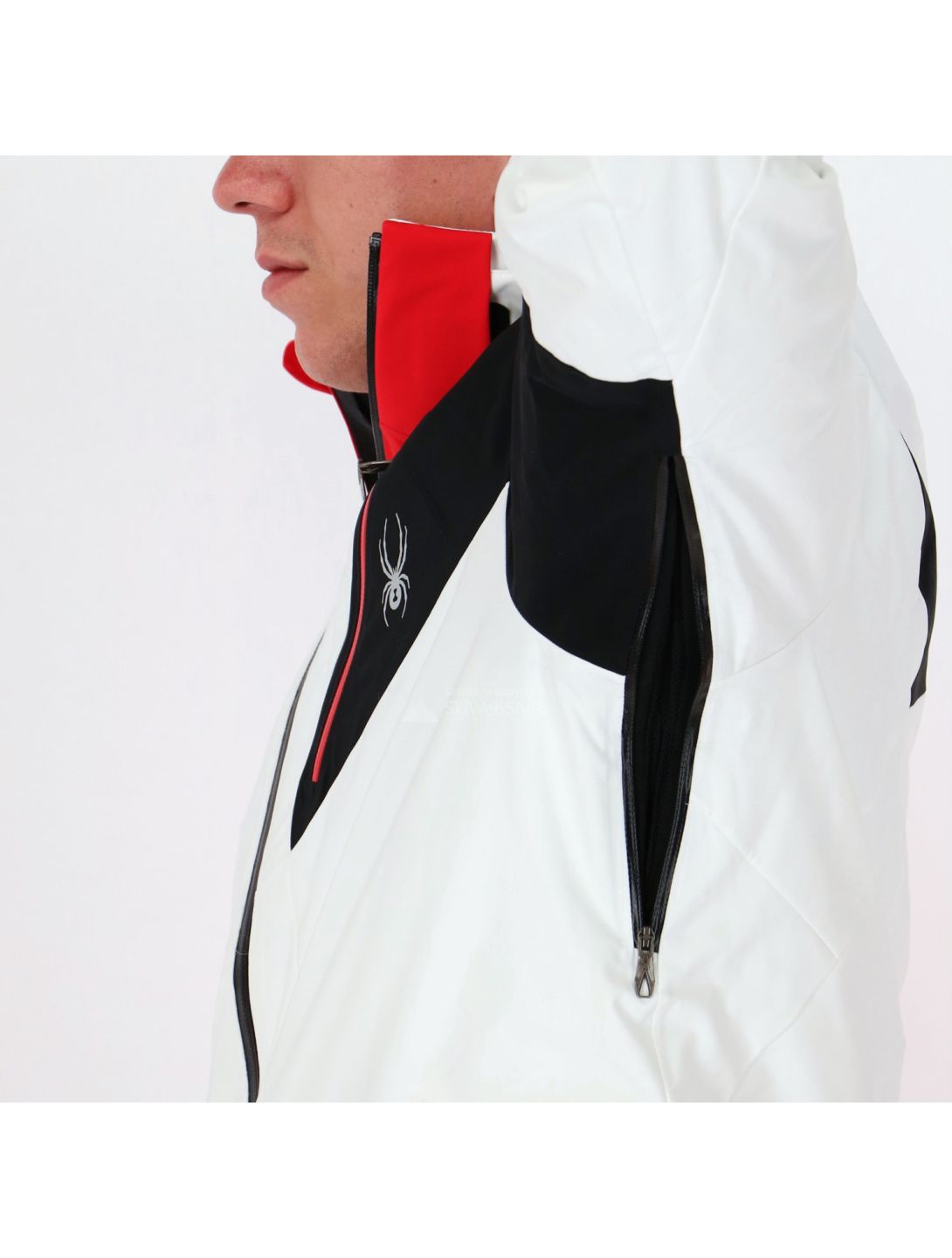 Spyder, Leader, ski jacket, men, white - black - red