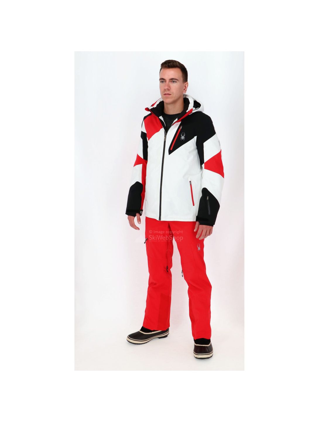 Spyder, Leader, ski jacket, men, white - black - red