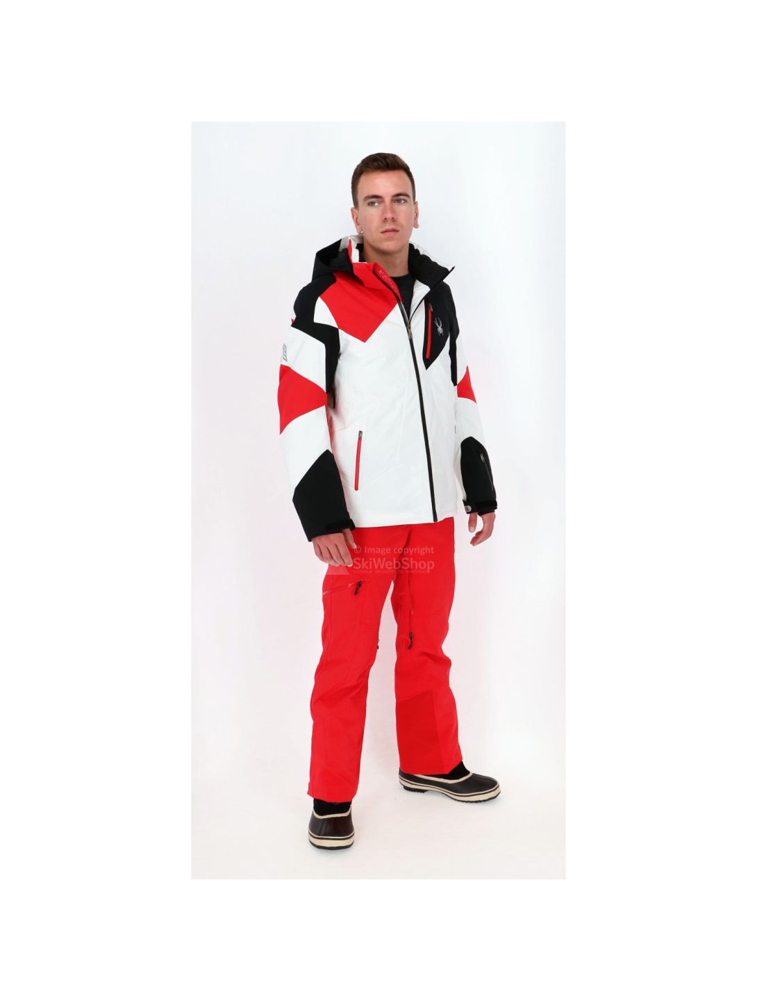 Spyder, Leader, ski jacket, men, white - black - red