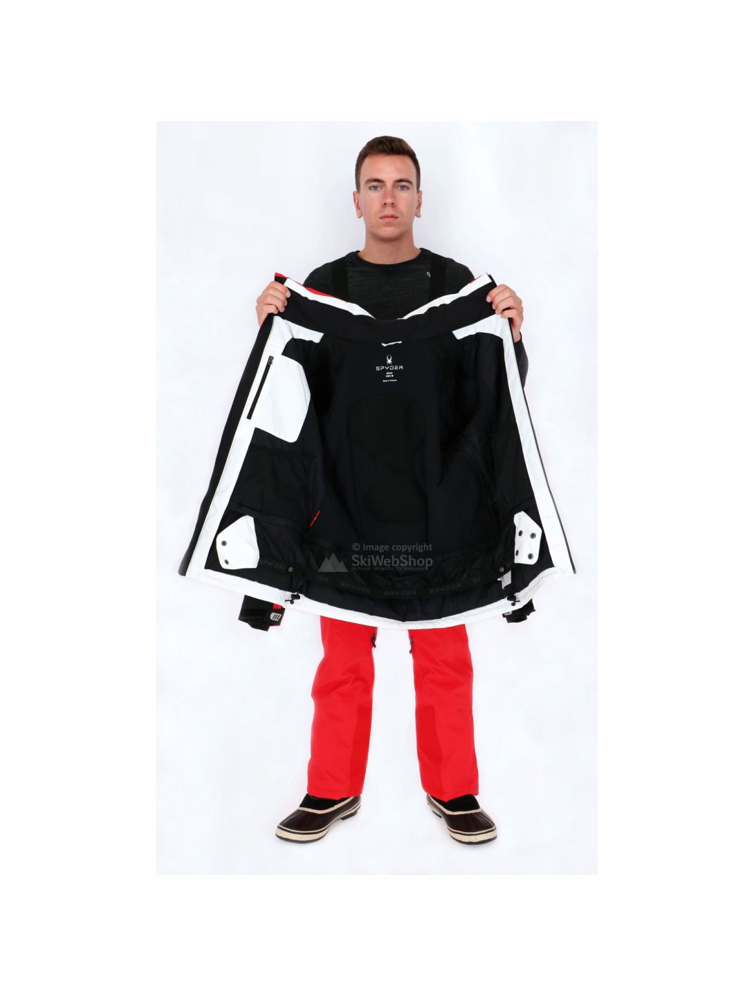 Spyder, Leader, ski jacket, men, white - black - red